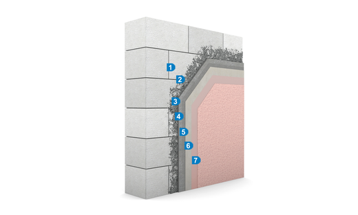 Supertherm + stěrka + pastovitá šlechtěná omítka