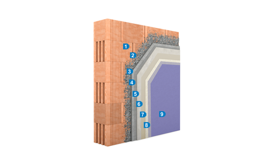 Supertherm + stěrka + minerální šlechtěná omítka